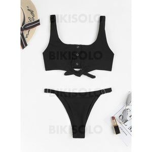 Couleur Unie Sangle À La Mode Bikinis Maillots De Bain