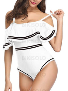 Couleur Unie Sangle Élégante Une Pièce Maillots De Bain Blanc / S Piece