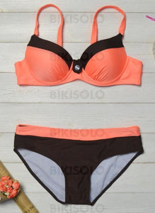 Couleur Unie Sangle Sexy Bikinis Maillots De Bain Incarnadin / S