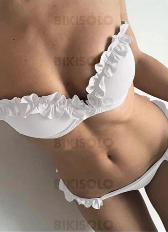 Couleur Unie Sans Bretelle Sexy Bikinis Maillots De Bain Blanc / S