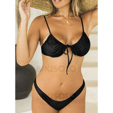 Charger l&#39;image dans la galerie, Couleur Unie Taille Basse Cordon De Serrage À Bretelles Sexy La Mode Bikinis Maillots De Bain