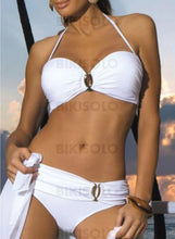 Charger l&#39;image dans la galerie, Couleur Unie Taille Basse Dos Nu À La Mode Bikinis Maillots De Bain Blanc / S