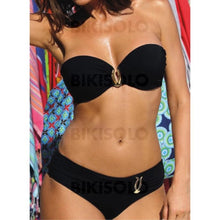 Charger l&#39;image dans la galerie, Couleur Unie Taille Basse Dos Nu À La Mode Bikinis Maillots De Bain Noir / S