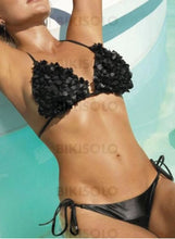 Charger l'image dans la galerie, Couleur Unie Taille Basse V-Neck Sexy Élégante Bikini Maillots De Bain Noir / S Bikinis