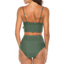 Charger l&#39;image dans la galerie, Couleur Unie Taille Haute À Bretelles Sexy Bikinis Maillots De Bain