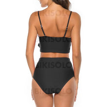 Charger l&#39;image dans la galerie, Couleur Unie Taille Haute À Bretelles Sexy Bikinis Maillots De Bain