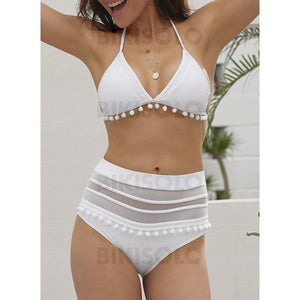 Couleur Unie Taille Haute Dos Nu Sexy Bikinis Maillots De Bain