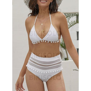 Couleur Unie Taille Haute Dos Nu Sexy Bikinis Maillots De Bain