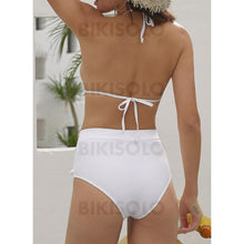 Charger l&#39;image dans la galerie, Couleur Unie Taille Haute Dos Nu Sexy Bikinis Maillots De Bain