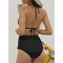 Charger l&#39;image dans la galerie, Couleur Unie Taille Haute Dos Nu Sexy Bikinis Maillots De Bain