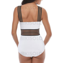 Charger l&#39;image dans la galerie, Couleur Unie Traverser Col V Haut Élégante À La Mode Une Pièce Maillots De Bain