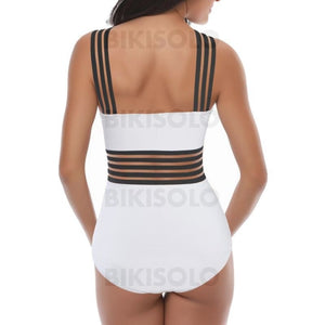 Couleur Unie Traverser Col V Haut Élégante À La Mode Une Pièce Maillots De Bain