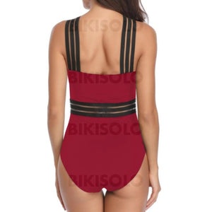 Couleur Unie Traverser Col V Haut Élégante À La Mode Une Pièce Maillots De Bain