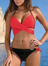 Charger l&#39;image dans la galerie, Couleur Unie Traverser Dos Nu Col V Sexy Bikinis Maillots De Bain