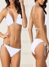 Charger l&#39;image dans la galerie, Couleur Unie Triangle Dos Nu Sexy Bikini Maillots De Bain Blanc / S Bikinis