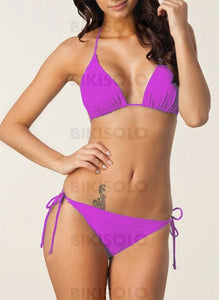 Couleur Unie Triangle Dos Nu Sexy Bikini Maillots De Bain Violet / S Bikinis