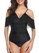 Charger l&#39;image dans la galerie, Couleur Unie V-Neck Élégante Une Pièce Maillots De Bain Piece