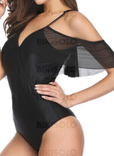 Charger l&#39;image dans la galerie, Couleur Unie V-Neck Élégante Une Pièce Maillots De Bain Piece