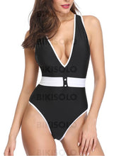 Charger l&#39;image dans la galerie, Couleur Unie V-Neck Sexy Une Pièce Maillots De Bain Piece