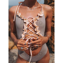 Charger l&#39;image dans la galerie, Coupe Haute Lacer À Bretelles Sexy Une Pièce Maillots De Bain