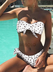 Dot Bracelet Sans Bretelles Sexy Bikinis Maillots De Bain Blanc / S