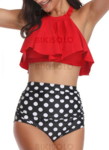 Dot Dos Nu Mignon Bikini Maillots De Bain Rouge / S Bikinis