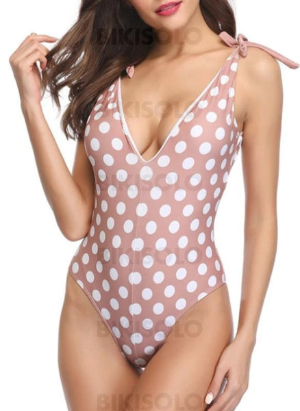 Dot V-Neck Mignon Une Pièce Maillots De Bain Piece