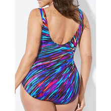 Charger l&#39;image dans la galerie, Épissage Couleur À Bretelles Col U Sports Grande Taille Une Pièce Maillots De Bain