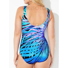 Charger l&#39;image dans la galerie, Épissage Couleur À Bretelles Col U Sports Grande Taille Une Pièce Maillots De Bain