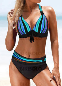 Épissage Couleur Dos Nu Sexy Boho Bikinis Maillots De Bain