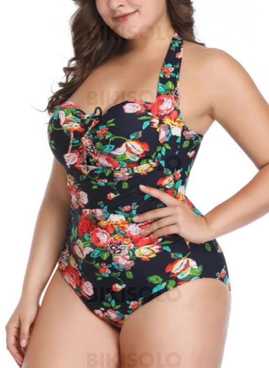 Épissage Couleur Dos Nu Sexy Grande Taille Une Pièce Maillots De Bain