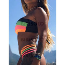 Charger l'image dans la galerie, Épissage Couleur Lacer Épaule Dénudée Attrayant Accrocheur Exceptionnel Bikinis Maillots De Bain