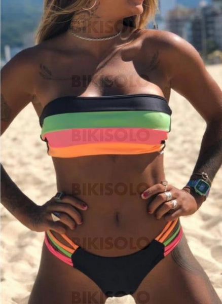 Épissage Couleur Lacer Épaule Dénudée Attrayant Accrocheur Exceptionnel Bikinis Maillots De Bain