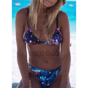 Étoile Triangle Imprimé À Bretelles Sexy Colorful Bikinis Maillots De Bain Noir / S