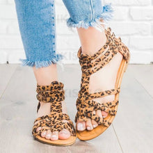 Charger l&#39;image dans la galerie, Femmes Cuir En Microfibre Talon Plat Sandales Chaussures Plates À Bout Ouvert Avec Autres