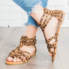 Charger l&#39;image dans la galerie, Femmes Cuir En Microfibre Talon Plat Sandales Chaussures Plates À Bout Ouvert Avec Autres