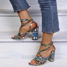 Charger l'image dans la galerie, Femmes Pu Talon Bottier Sandales À Bout Ouvert Avec Boucle Chaussures