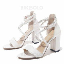 Charger l'image dans la galerie, Femmes Pu Talon Bottier Sandales À Bout Ouvert Avec Boucle Chaussures