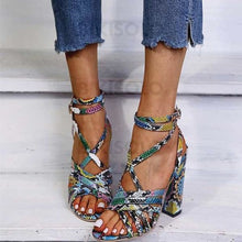 Charger l'image dans la galerie, Femmes Pu Talon Bottier Sandales À Bout Ouvert Avec Boucle Chaussures