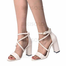 Charger l'image dans la galerie, Femmes Pu Talon Bottier Sandales À Bout Ouvert Avec Boucle Chaussures