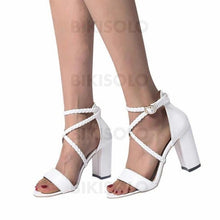 Charger l'image dans la galerie, Femmes Pu Talon Bottier Sandales À Bout Ouvert Avec Boucle Chaussures