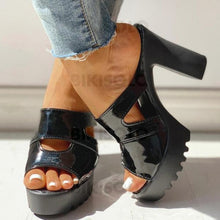 Charger l'image dans la galerie, Femmes Pu Talon Bottier Sandales À Bout Ouvert Chaussons Avec Ouvertes Chaussures