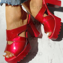 Charger l'image dans la galerie, Femmes Pu Talon Bottier Sandales À Bout Ouvert Chaussons Avec Ouvertes Chaussures