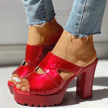 Charger l'image dans la galerie, Femmes Pu Talon Bottier Sandales À Bout Ouvert Chaussons Avec Ouvertes Chaussures