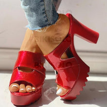 Charger l'image dans la galerie, Femmes Pu Talon Bottier Sandales À Bout Ouvert Chaussons Avec Ouvertes Chaussures