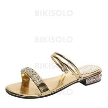 Charger l'image dans la galerie, Femmes Pu Talon Bottier Sandales À Bout Ouvert Chaussons Avec Strass Chaussures