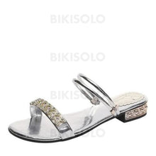 Charger l'image dans la galerie, Femmes Pu Talon Bottier Sandales À Bout Ouvert Chaussons Avec Strass Chaussures