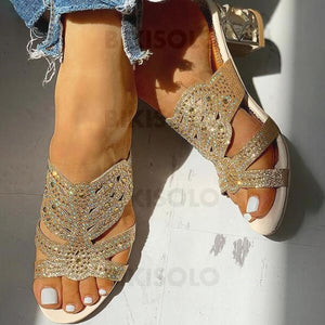 Femmes Pu Talon Bottier Sandales À Bout Ouvert Chaussons Avec Strass Ouvertes Chaussures