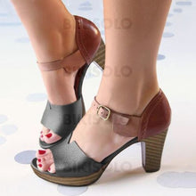 Charger l&#39;image dans la galerie, Femmes Pu Talon Bottier Sandales Escarpins À Bout Ouvert Avec Boucle Chaussures