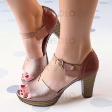 Charger l&#39;image dans la galerie, Femmes Pu Talon Bottier Sandales Escarpins À Bout Ouvert Avec Boucle Chaussures